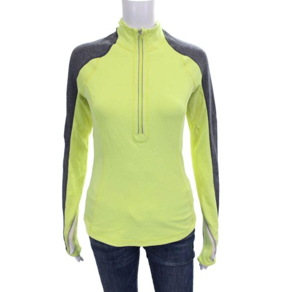 Lululemon Womens Color Block Half Zip Long Sleeve Active Top Yellow Size 4